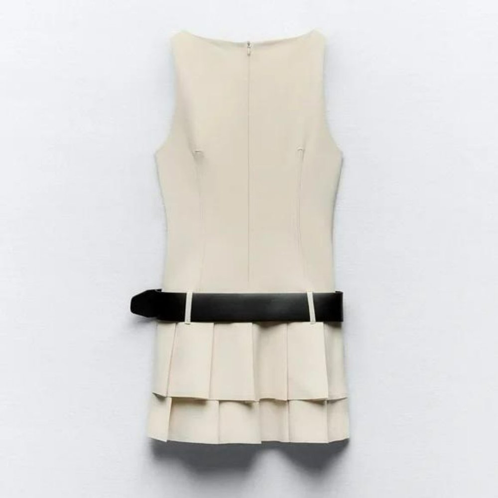 ZARA BELTED BOX PLEAT JUMPSUIT DRESS - Picture 8 of 9
